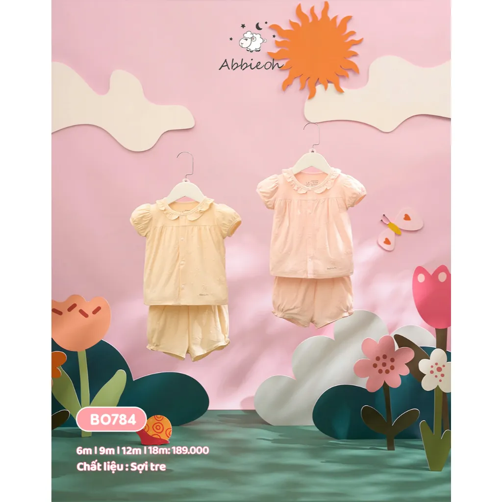 Ảnh Bộ quần áo sát nách bé gái ABBIEOH cotton hoa nhí tay bèo dễ thương cho bé BO753 BO776 BO784 BO752 4