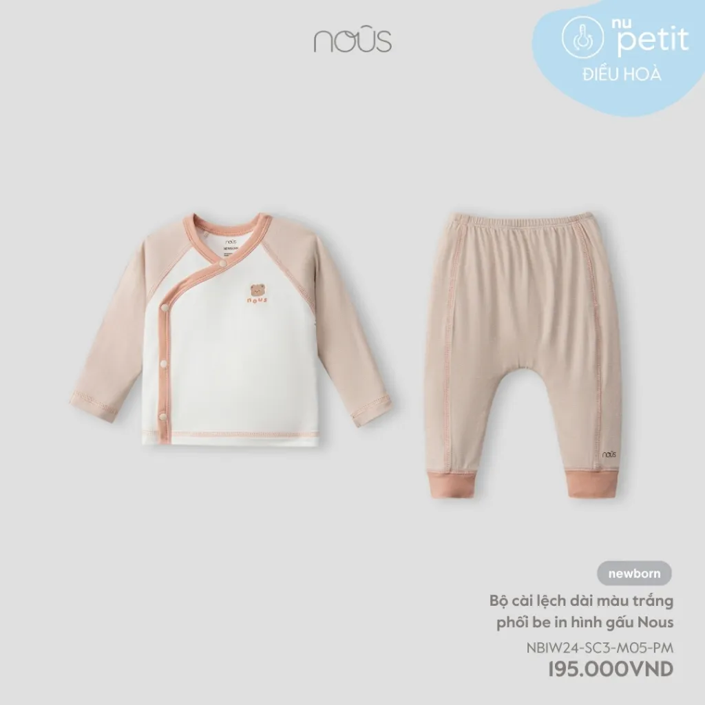 Ảnh Bộ quần áo sơ sinh cài lệch newborn Nous (3-5.5kg) 4