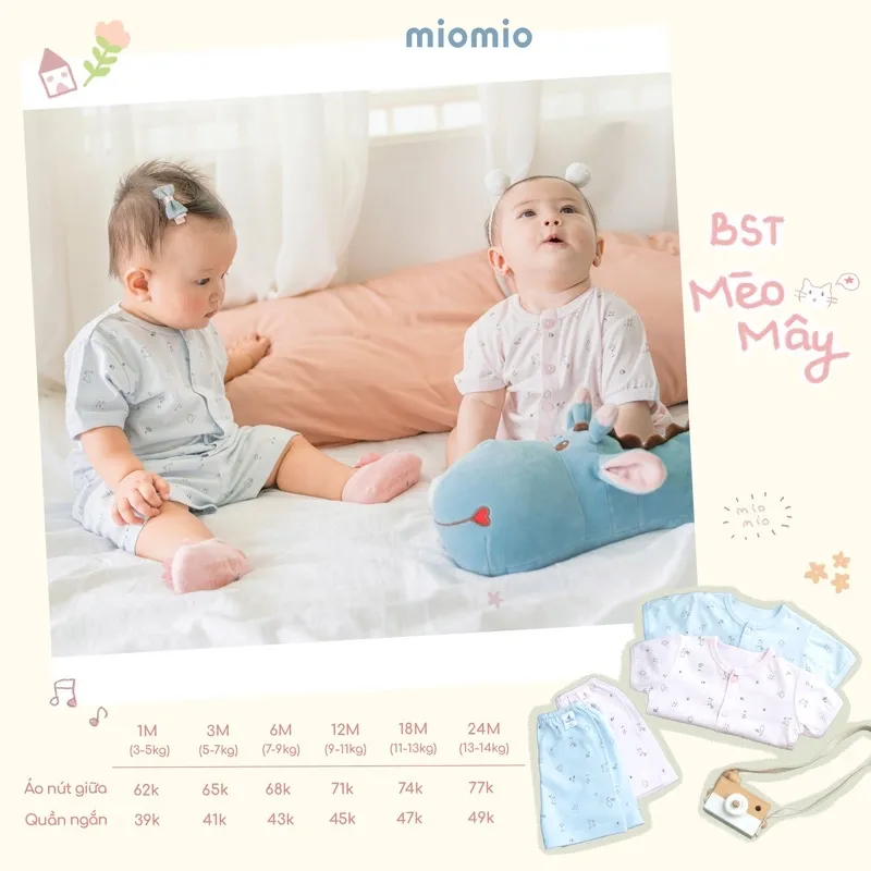 Ảnh Bộ Quần Áo Sơ Sinh Cộc Tay, Nút Giữa MIOMIO - Cho Bé Trai, Bé Gái (Từ 0-24 tháng), Vải Cotton 1