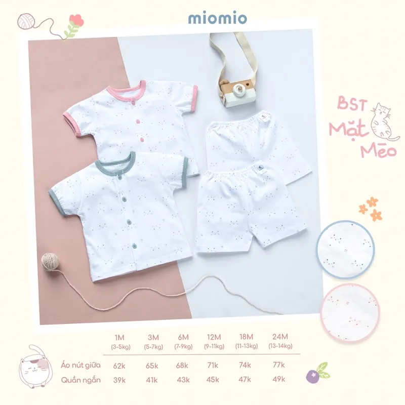 Ảnh Bộ Quần Áo Sơ Sinh Cộc Tay, Nút Giữa MIOMIO - Cho Bé Trai, Bé Gái (Từ 0-24 tháng), Vải Cotton 2