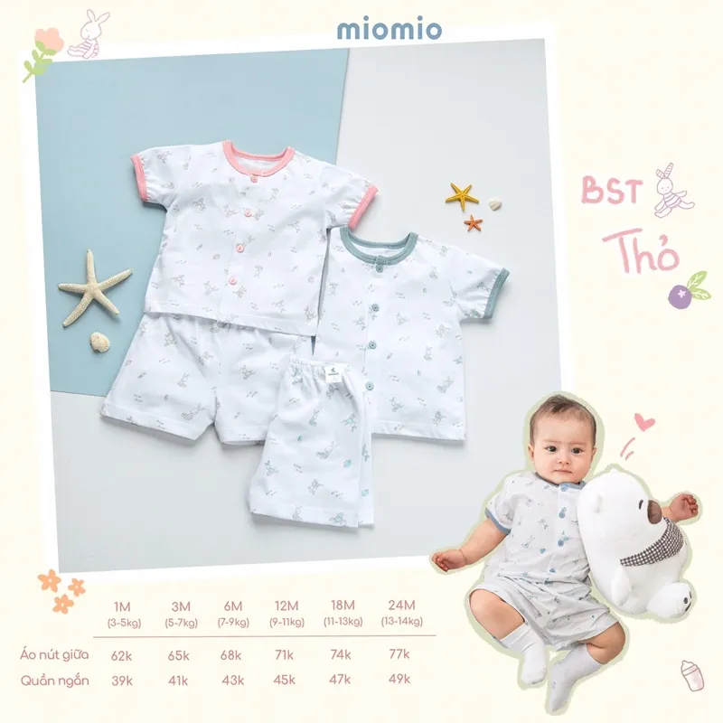 Ảnh Bộ Quần Áo Sơ Sinh Cộc Tay, Nút Giữa MIOMIO - Cho Bé Trai, Bé Gái (Từ 0-24 tháng), Vải Cotton 4