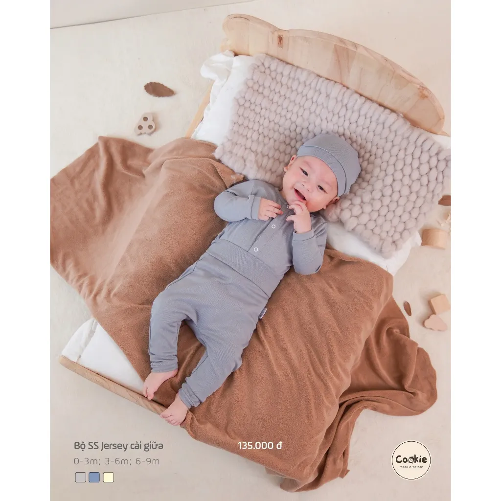 Ảnh Bộ Quần Áo Sơ SInh COOKIE Jersey Cài Giữa Cho Bé Từ 0 Đến 9 Tháng 4