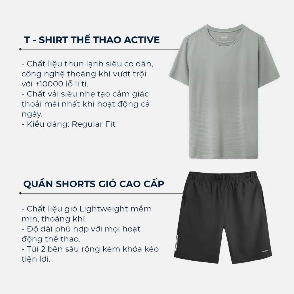 Ảnh Bộ quần áo thể thao nam cổ tròn Guzado Chất Coolmax thể thao vận động thoải mái BTS02 2