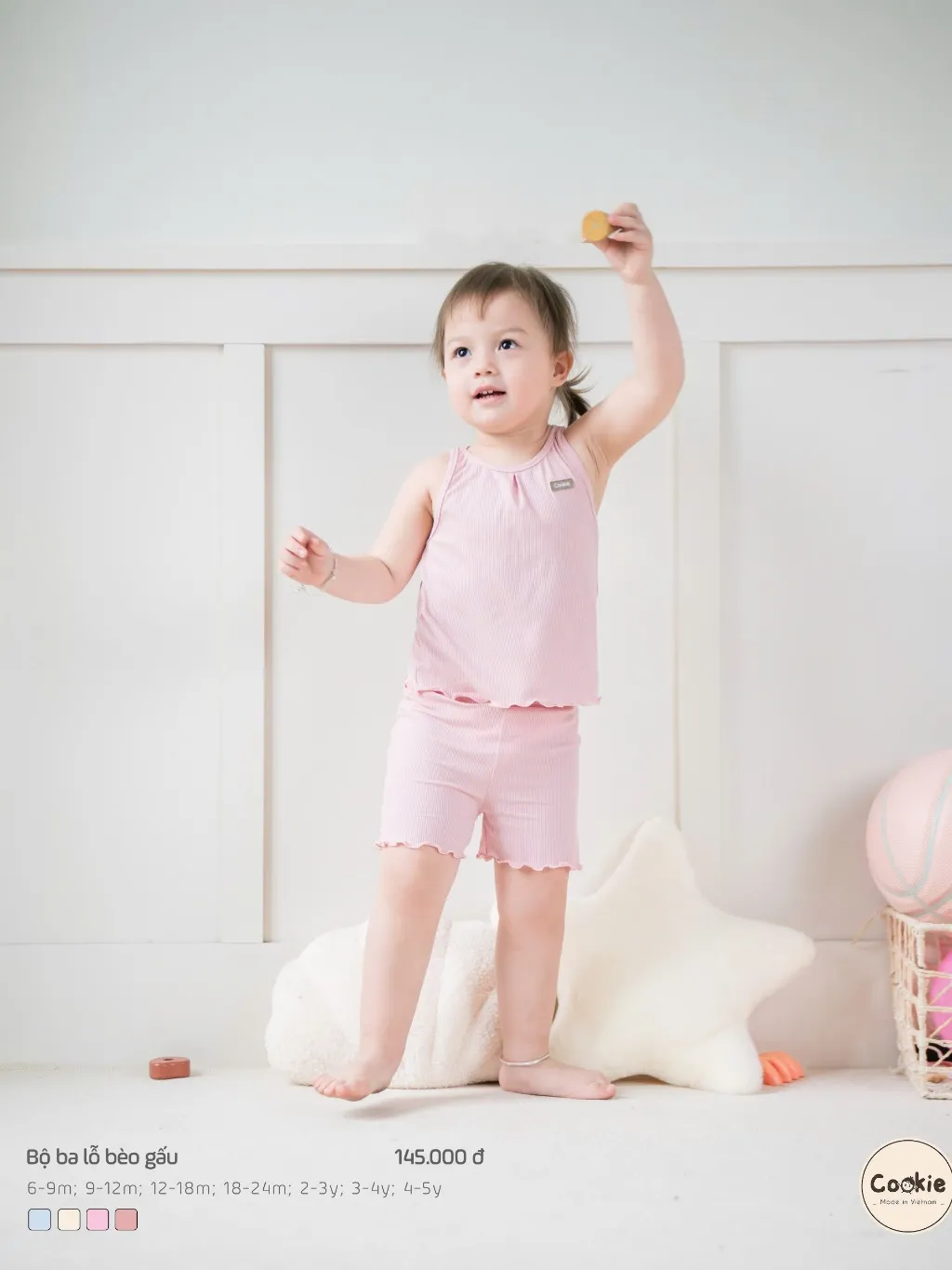 Ảnh Bộ Quần Áo Trẻ Em COOKIE, Bộ Ba Lỗ Bèo Gấu Cho Bé từ 6 Tháng Đến 5 Tuổi 2025 3