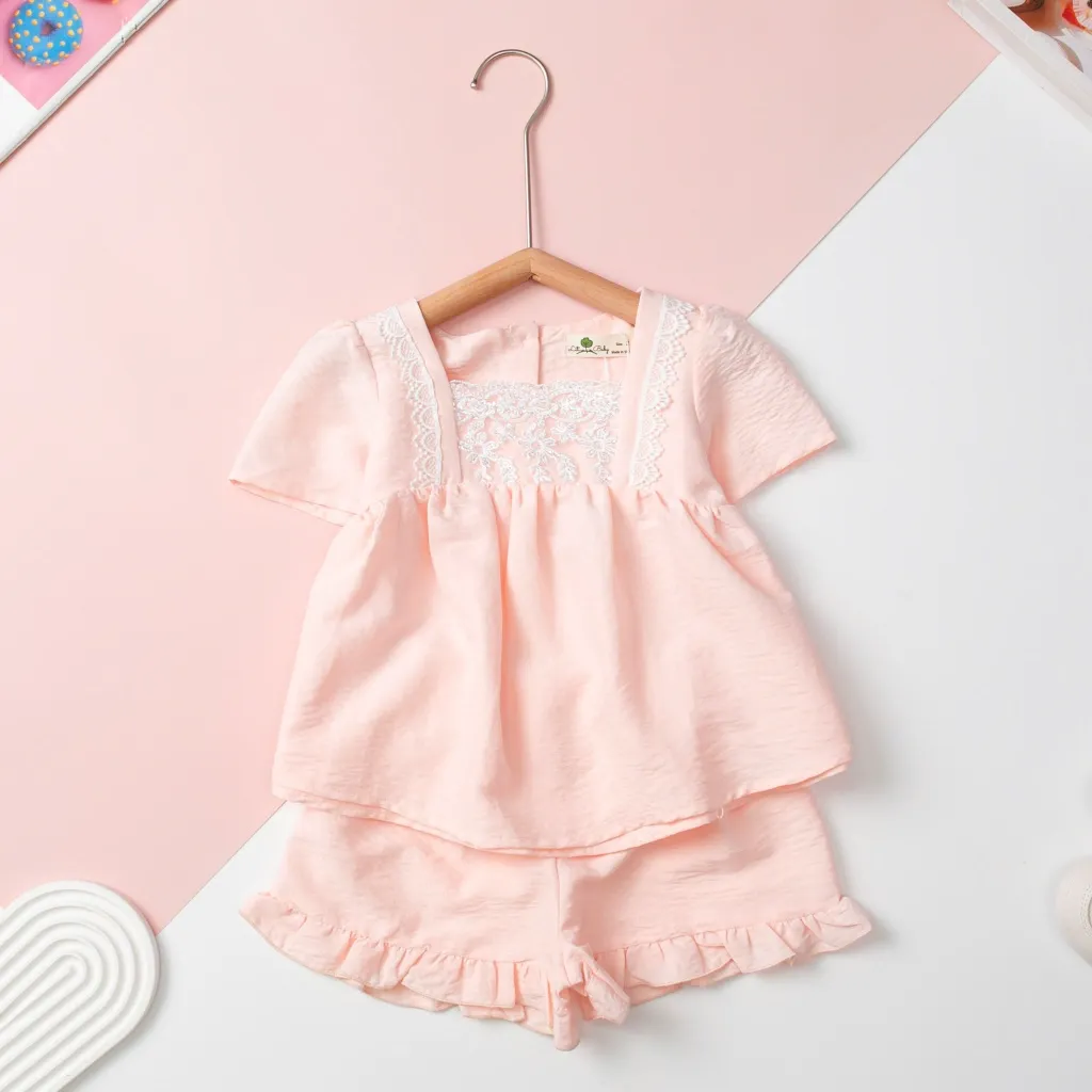 Ảnh Bộ quần áo vải đũi LITIBABY cộc tay, quần đùi mùa hè cho bé gái từ 2 đến 14 tuổi 1