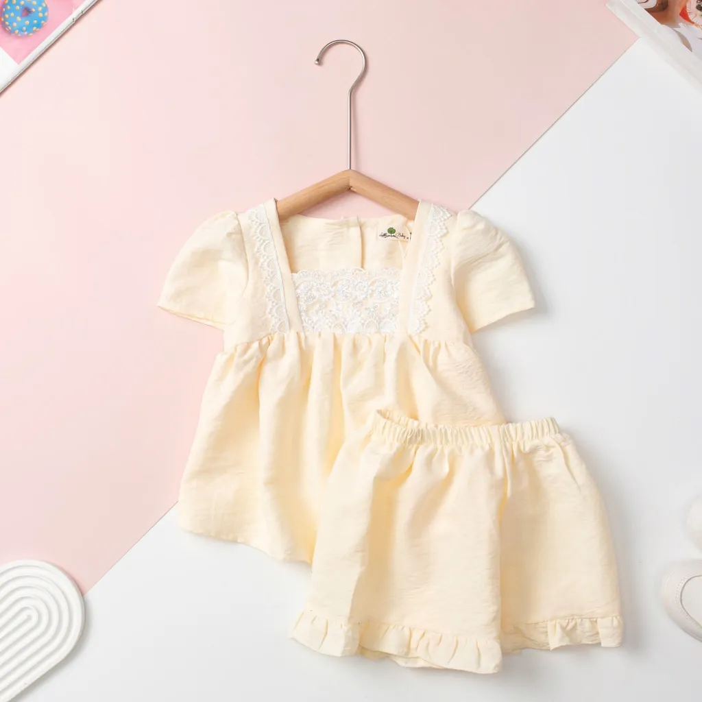 Ảnh Bộ quần áo vải đũi LITIBABY cộc tay, quần đùi mùa hè cho bé gái từ 2 đến 14 tuổi 2
