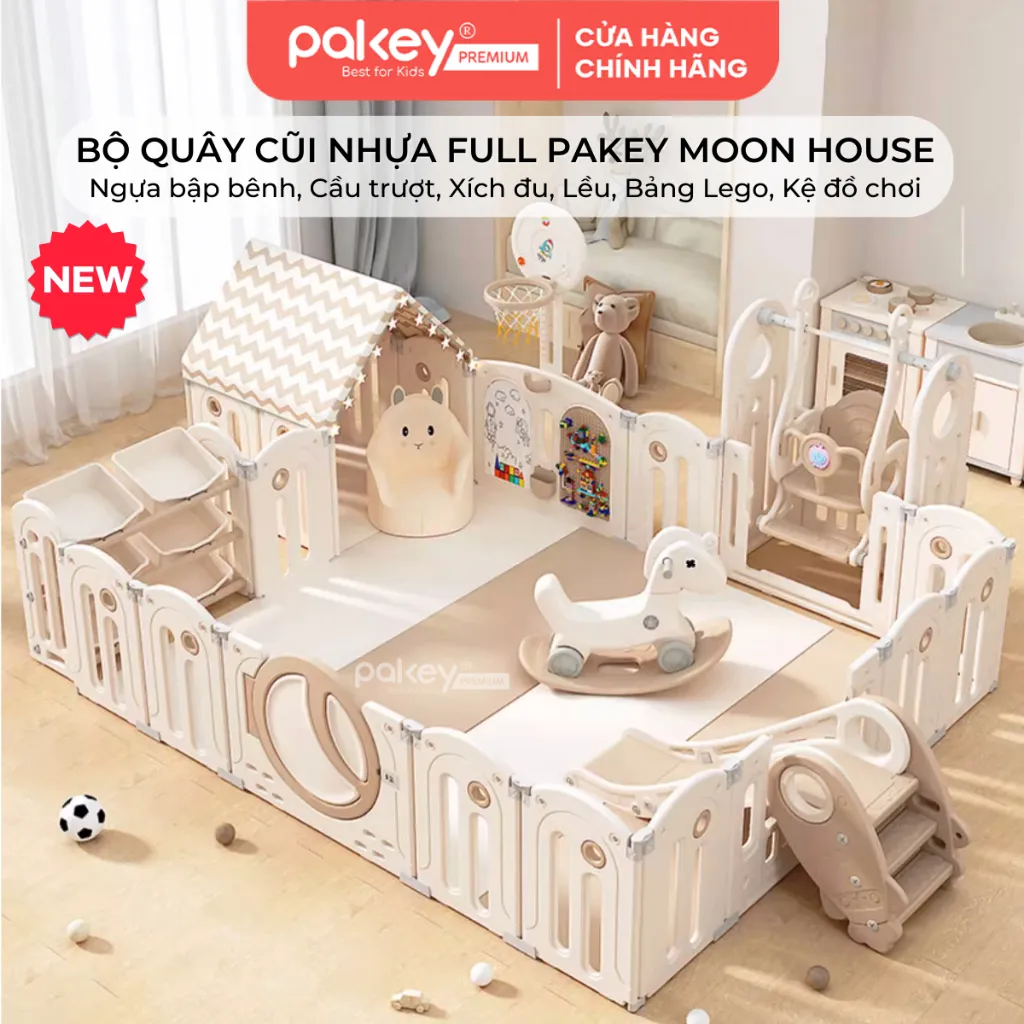 Review Quây Cũi Nhựa PAKEY Moon House Full | An Toàn 63cm, Đa Dạng Trò Chơi, Bảo Hành Trọn Đời