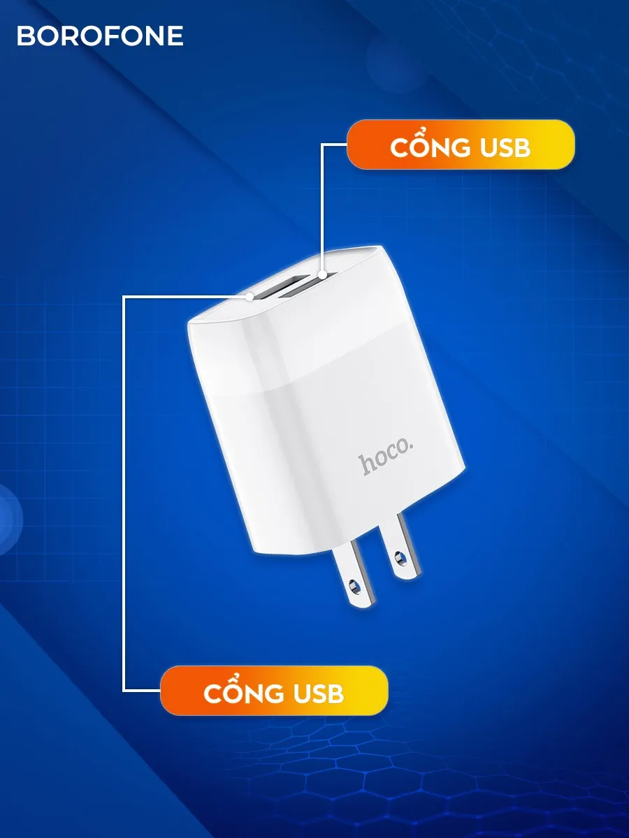 Ảnh Bộ sạc iphone Hoco 12W Dây sạc iphone USB Củ sạc 12W + cáp H-UPF01-SI dài 1 mét 2