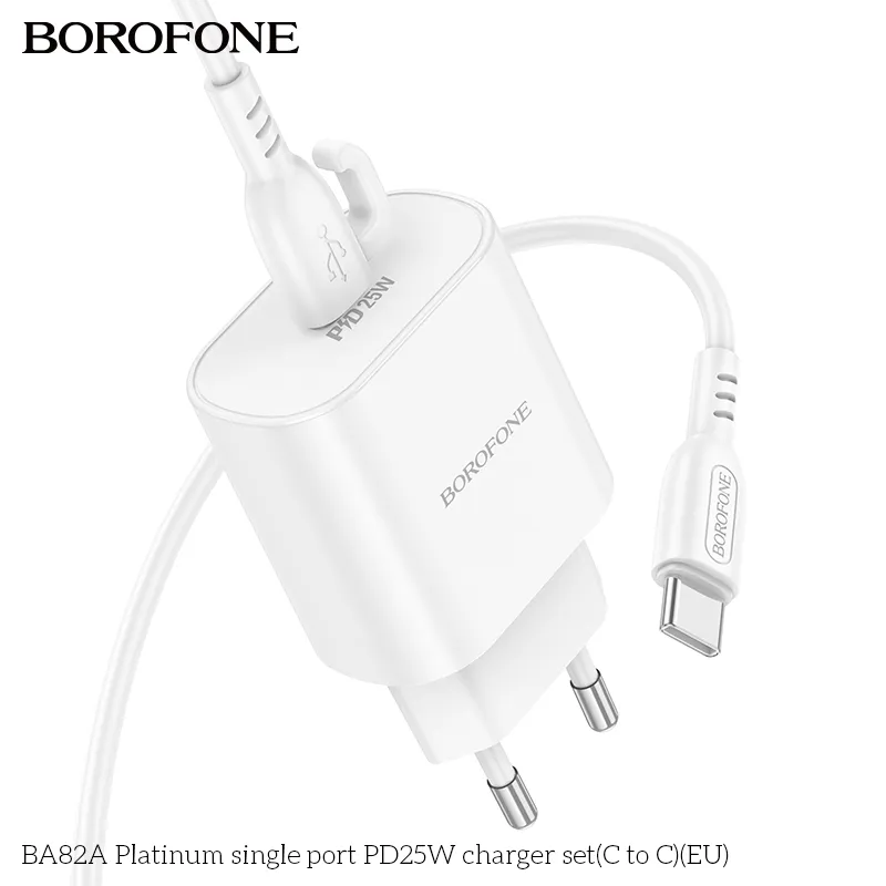 Ảnh Bộ sạc nhanh 25W Borofone BA82A TypeC to TypeC dành cho Samsung, Huawei, Xiaomi, Oppo, Android... 2