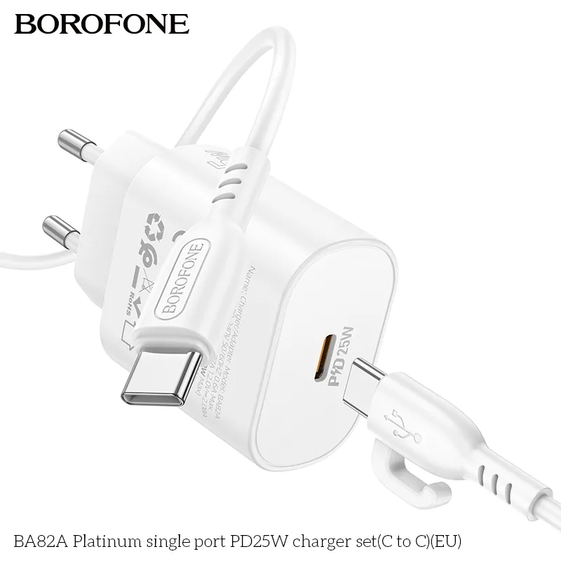 Ảnh Bộ sạc nhanh 25W Borofone BA82A TypeC to TypeC dành cho Samsung, Huawei, Xiaomi, Oppo, Android... 4