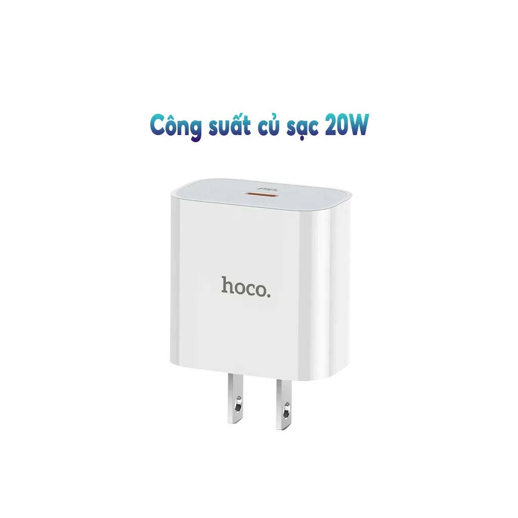 Ảnh Bộ Sạc Nhanh Chính Hãng Hoco C76 Plus Type-C To LN PD 20W Dành Cho iP 7 Đến 14-Promax Chân Tròn 2