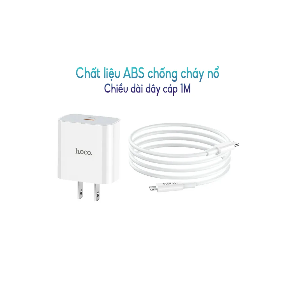 Ảnh Bộ Sạc Nhanh Chính Hãng Hoco C76 Plus Type-C To LN PD 20W Dành Cho iP 7 Đến 14-Promax Chân Tròn 4
