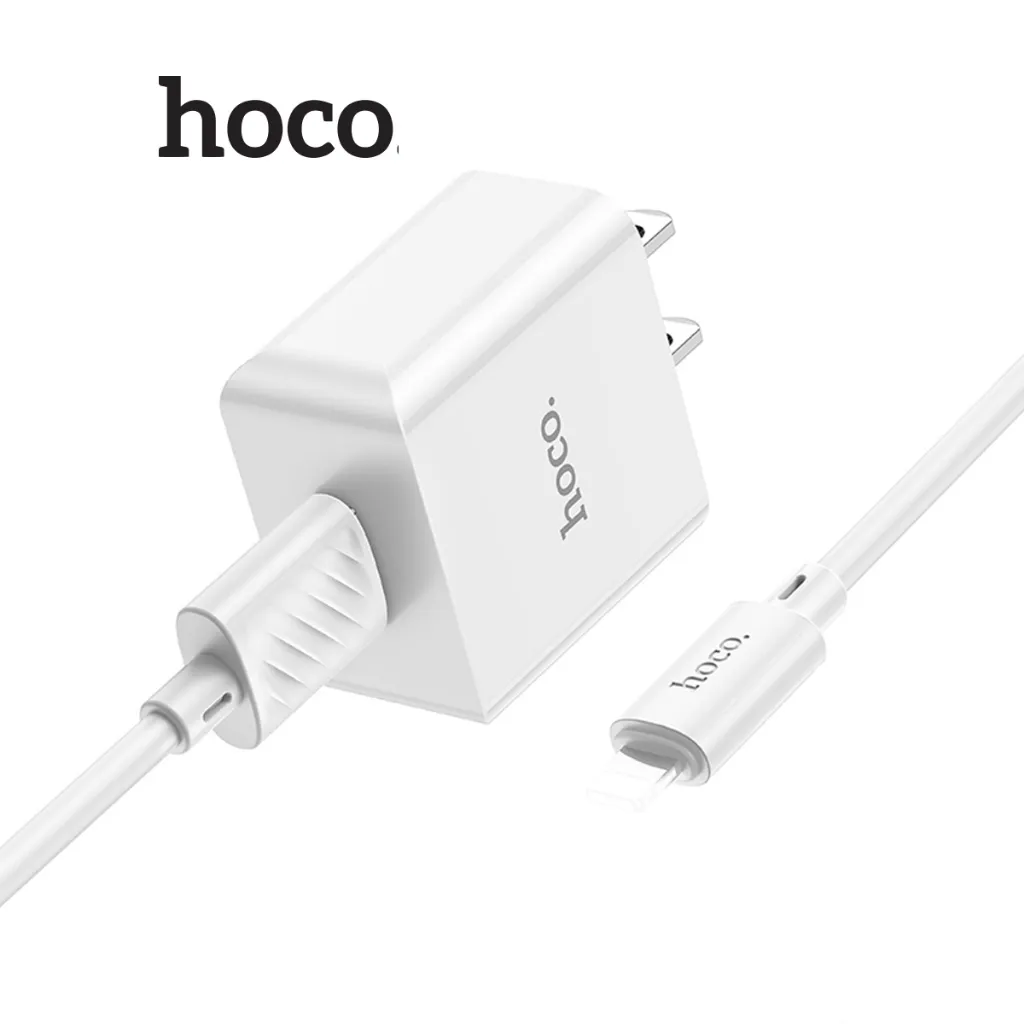 Ảnh Bộ sạc nhanh Hoco C106 PD10.5W 5V/2.1A USB to IP dùng cho ip6/7/8/X/11/12/13/14,dây siêu bền, chân cắm dẹt, dài 1m 2