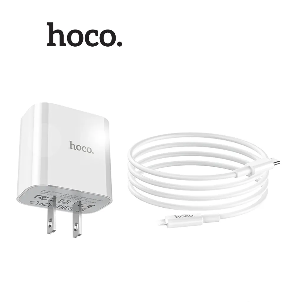 Ảnh Bộ sạc nhanh Hoco C76 Plus kèm cáp Typec to IP PD20W 3.0A dùng cho 10/11/12/13pro/14promax dài 1m, chân dẹt 1