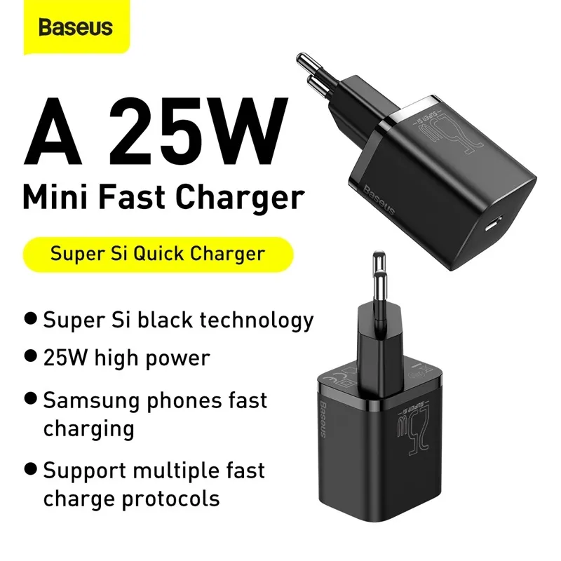 Ảnh Bộ sạc nhanh Type-C Baseus Super Si 25W PD/ QC3.0 Quick charger, With Cable Type-C To Type-C 1m 4