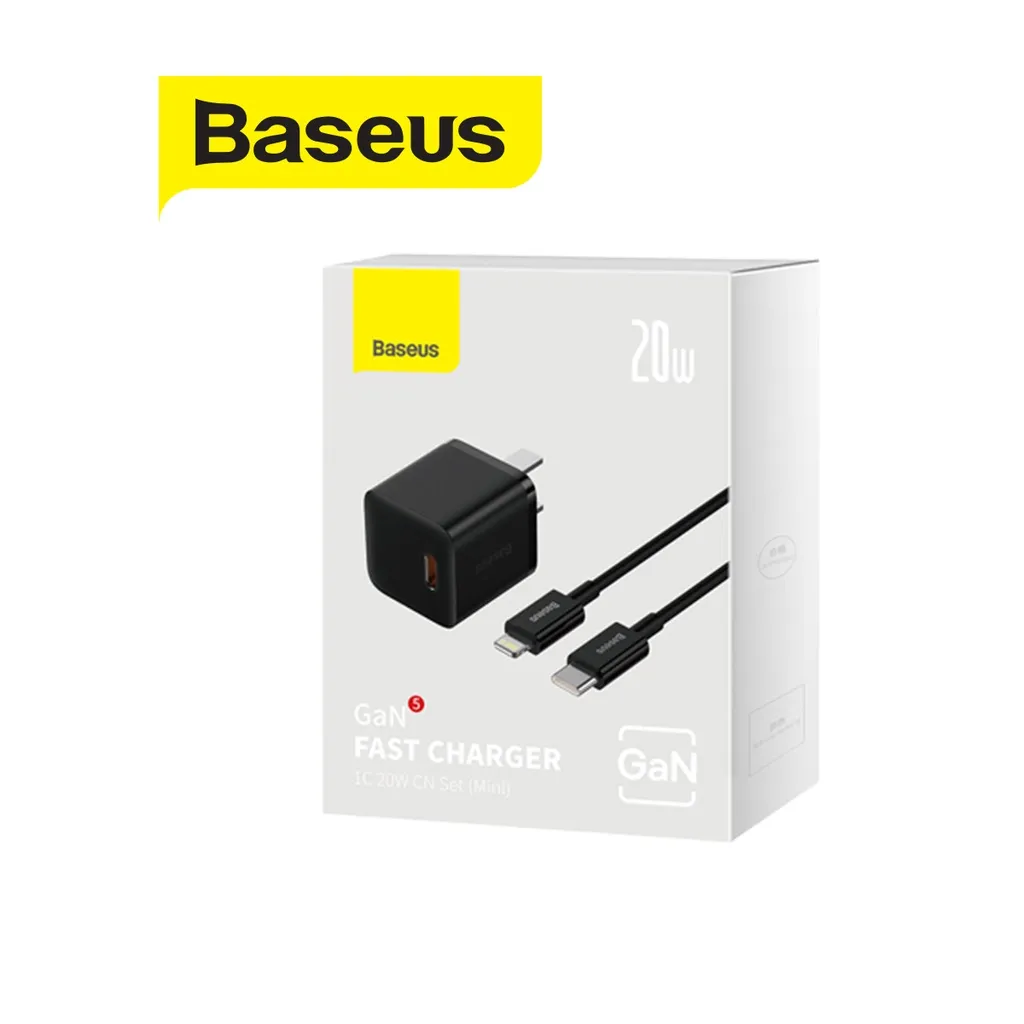 Ảnh Bộ Sạc Nhanh Typec to IP PD20W 3.0A Baseus GaN5 Fast Charger 1C dành cho IP10/11/12/13/14promax (ĐEN) 1