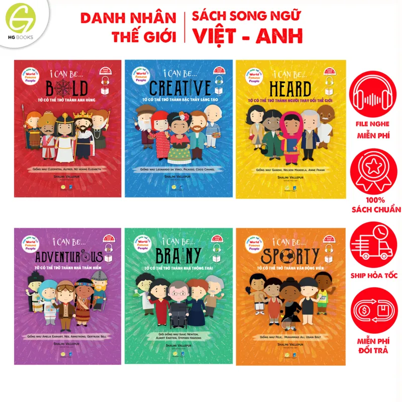 Ảnh Bộ sách song ngữ I Can Be - Tớ Có Thể Trở Thành kể về Danh nhân nổi tiếng Thế giới kèm file audio 1