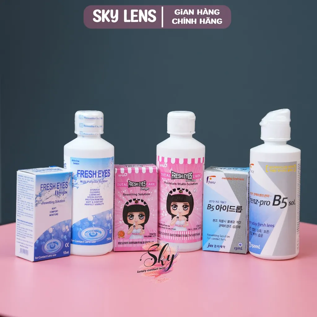 Ảnh Bộ sản phẩm Nước Ngâm 150ml & Nước Nhỏ mắt 15ml Sky contact lens 1