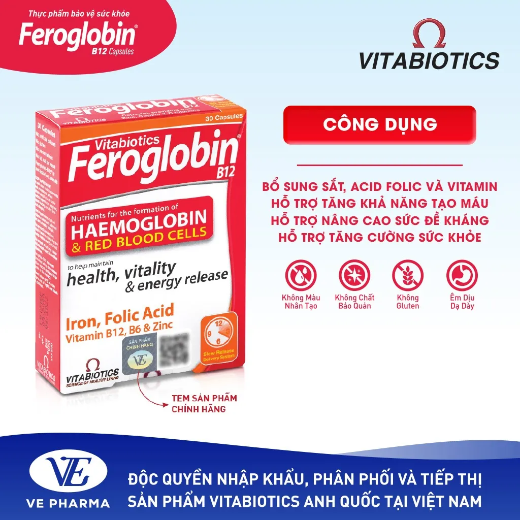 Ảnh Bộ Sản Phẩm Vitabiotics OSTEOCARE Giúp Xương Chắc Khỏe 30 Viên Và FEROGLOBIN B12 Bổ Sung Sắt 30 Viên 2