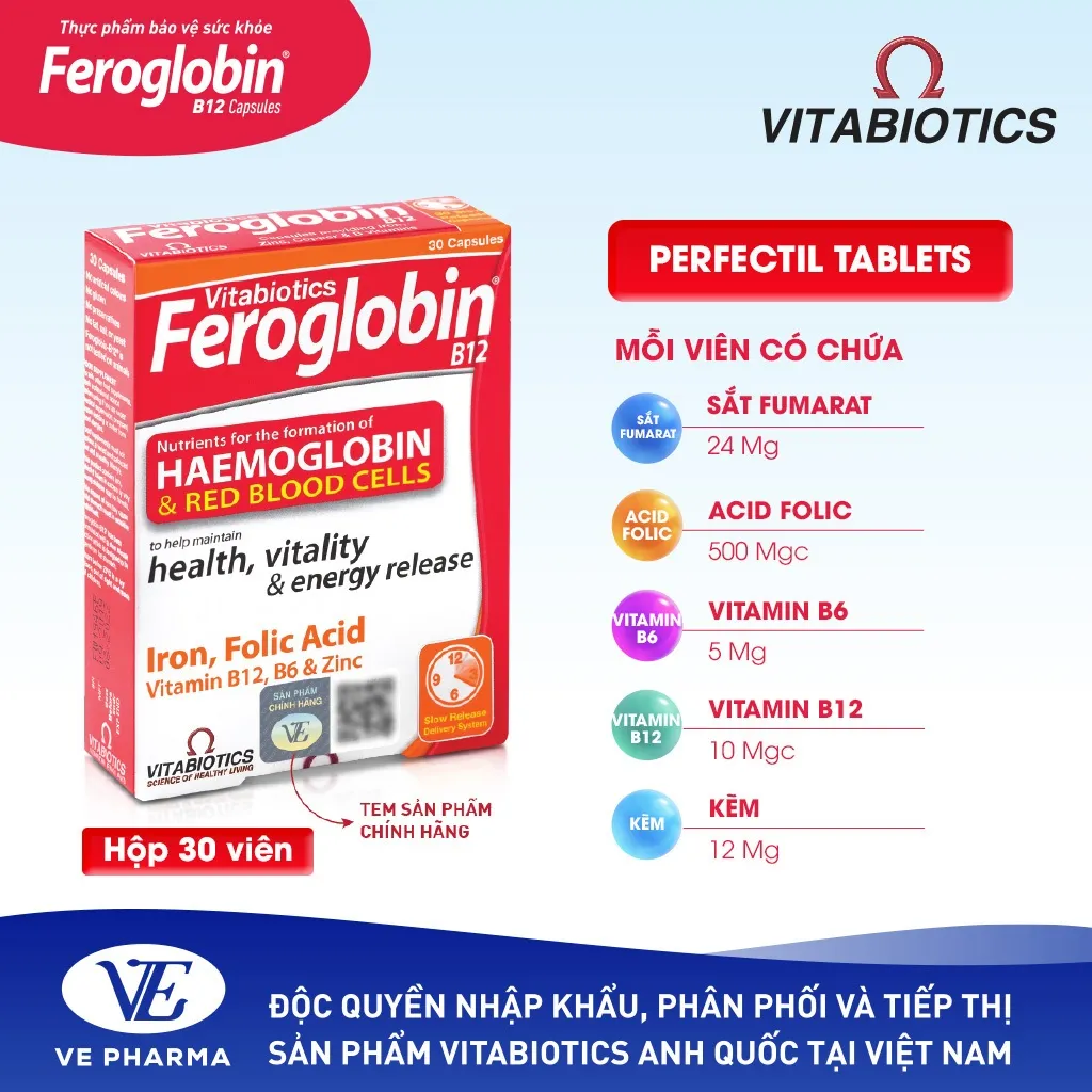 Ảnh Bộ Sản Phẩm Vitabiotics OSTEOCARE Giúp Xương Chắc Khỏe 30 Viên Và FEROGLOBIN B12 Bổ Sung Sắt 30 Viên 3