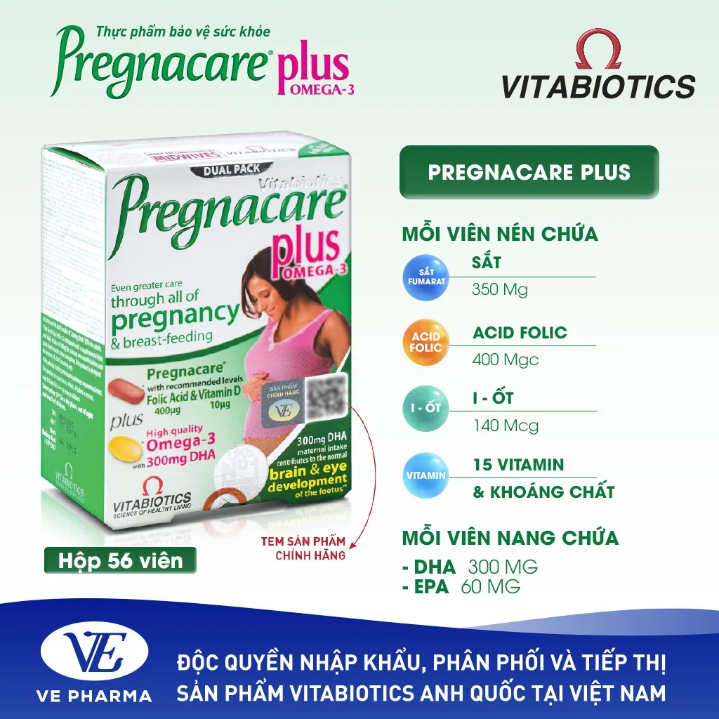 Ảnh Bộ Sản Phẩm Vitabiotics Tăng Cường Sức Khỏe Cho Mẹ Bầu OSTEOCARE 30 Viên Và PREGNACARE PLUS OMEGA-3 56 Viên 3