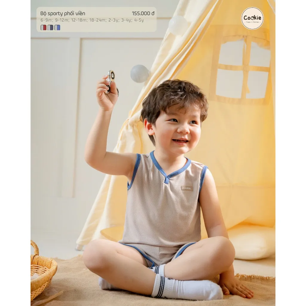 Ảnh Bộ Sát Nách Cho Bé COOKIE, Bộ Sporty Phối Viền Từ 6 Tháng Đến 5 Tuổi 2025 4