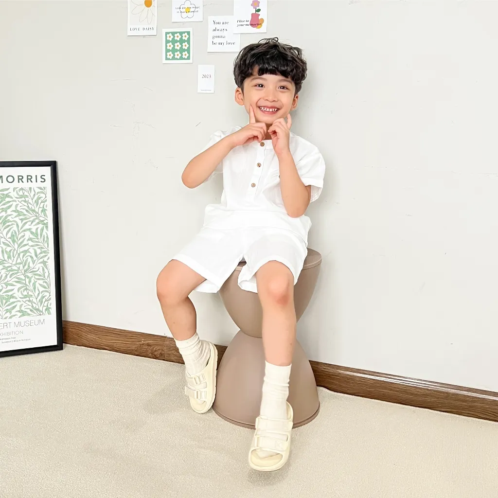 Ảnh Bộ sơ mi cộc tay bé trai đũi trắng cổ tàu 3