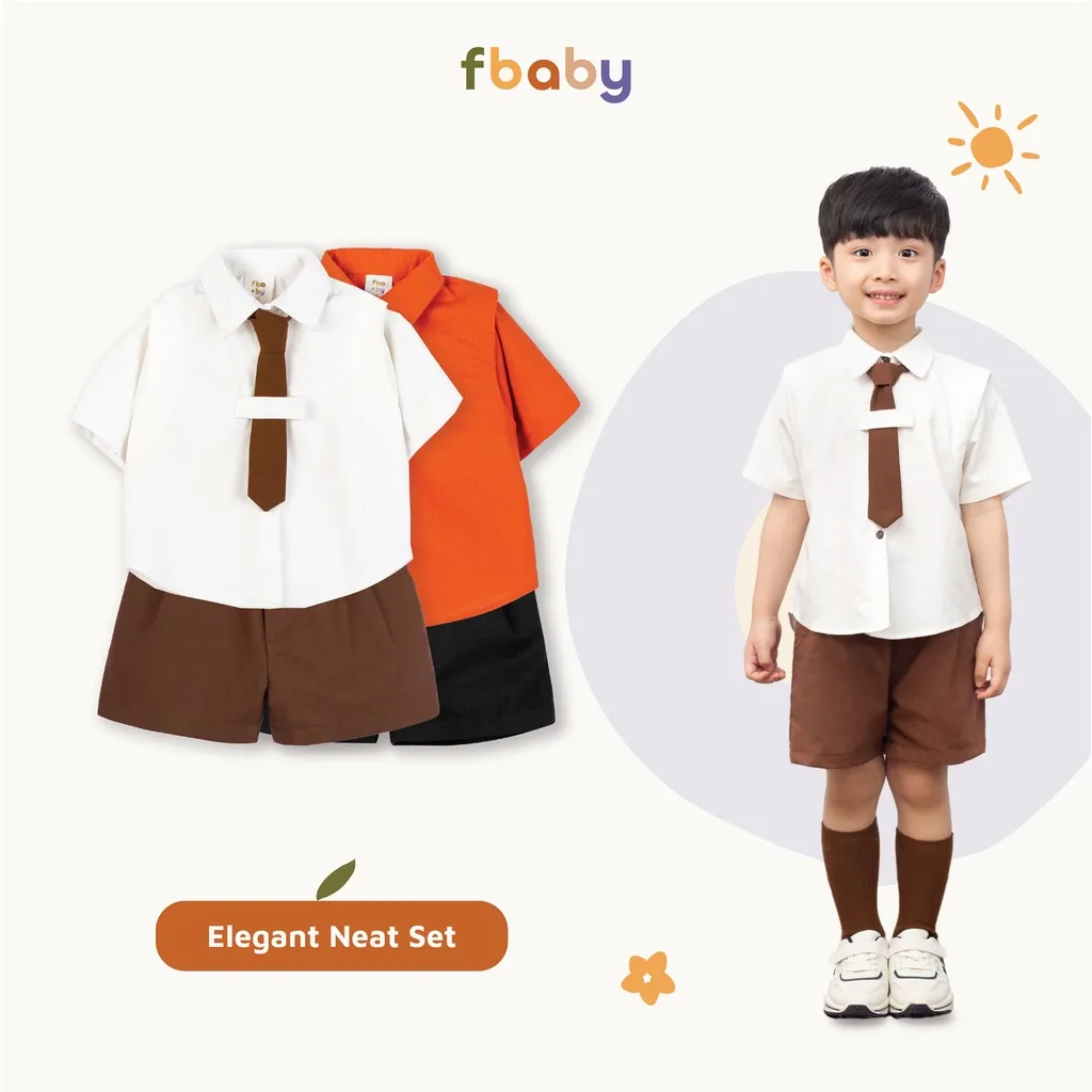 Ảnh Bộ sơ mi hè bé trai phối tay kèm cà vạt Fbaby - FB023 1