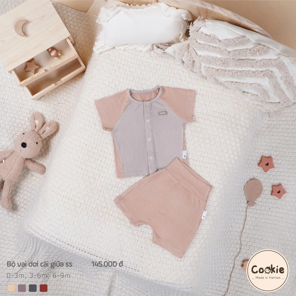 Ảnh Bộ Sơ Sinh Cộc Tay COOKIE, Bộ Sơ Sinh Vai Dơi Cài Giữa Cho Bé Size Từ 0 Đến 9 Tháng 3