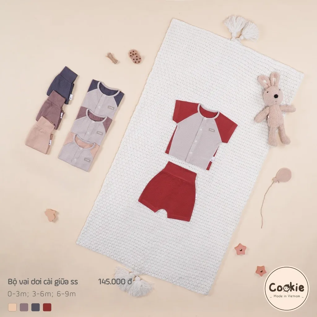 Ảnh Bộ Sơ Sinh Cộc Tay COOKIE, Bộ Sơ Sinh Vai Dơi Cài Giữa Cho Bé Size Từ 0 Đến 9 Tháng 4