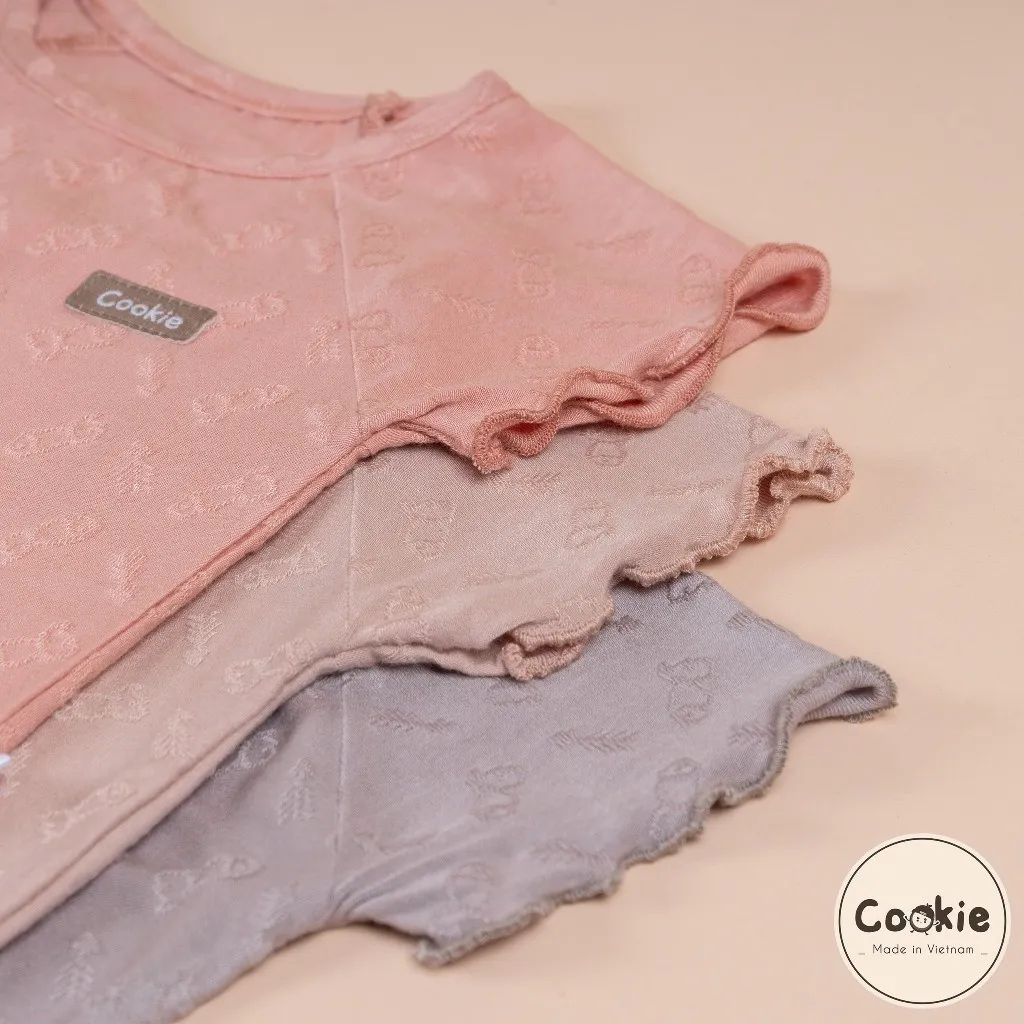 Ảnh Bộ Sơ Sinh COOKIE, Body Bèo Cá Chui Đầu,Dệt Hình Xương Cá, Viền Tay Bèo Cho Bé Sơ Sinh 6 Tháng Và 12 Tuổi 4