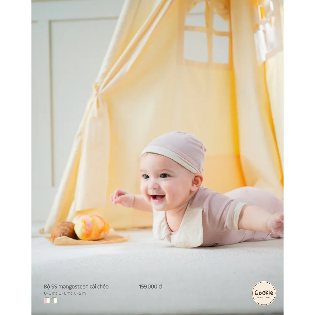 Ảnh Bộ Sơ Sinh COOKIE Mangosteen Măng Cụt CÀI CHÉO Cho Bé Chất Liệu Bamboo Từ 0 Đến 9 Tháng 2025 2