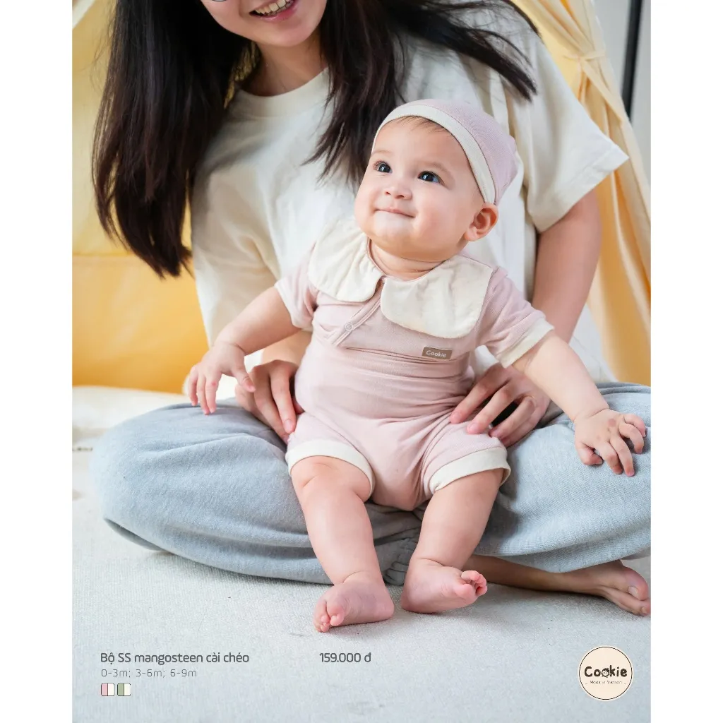 Ảnh Bộ Sơ Sinh COOKIE Mangosteen Măng Cụt CÀI CHÉO Cho Bé Chất Liệu Bamboo Từ 0 Đến 9 Tháng 2025 3