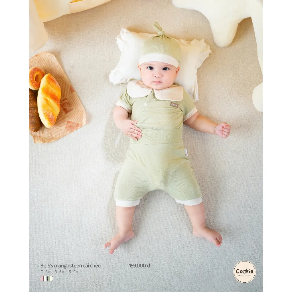 Ảnh Bộ Sơ Sinh COOKIE Mangosteen Măng Cụt CÀI CHÉO Cho Bé Chất Liệu Bamboo Từ 0 Đến 9 Tháng 2025 4