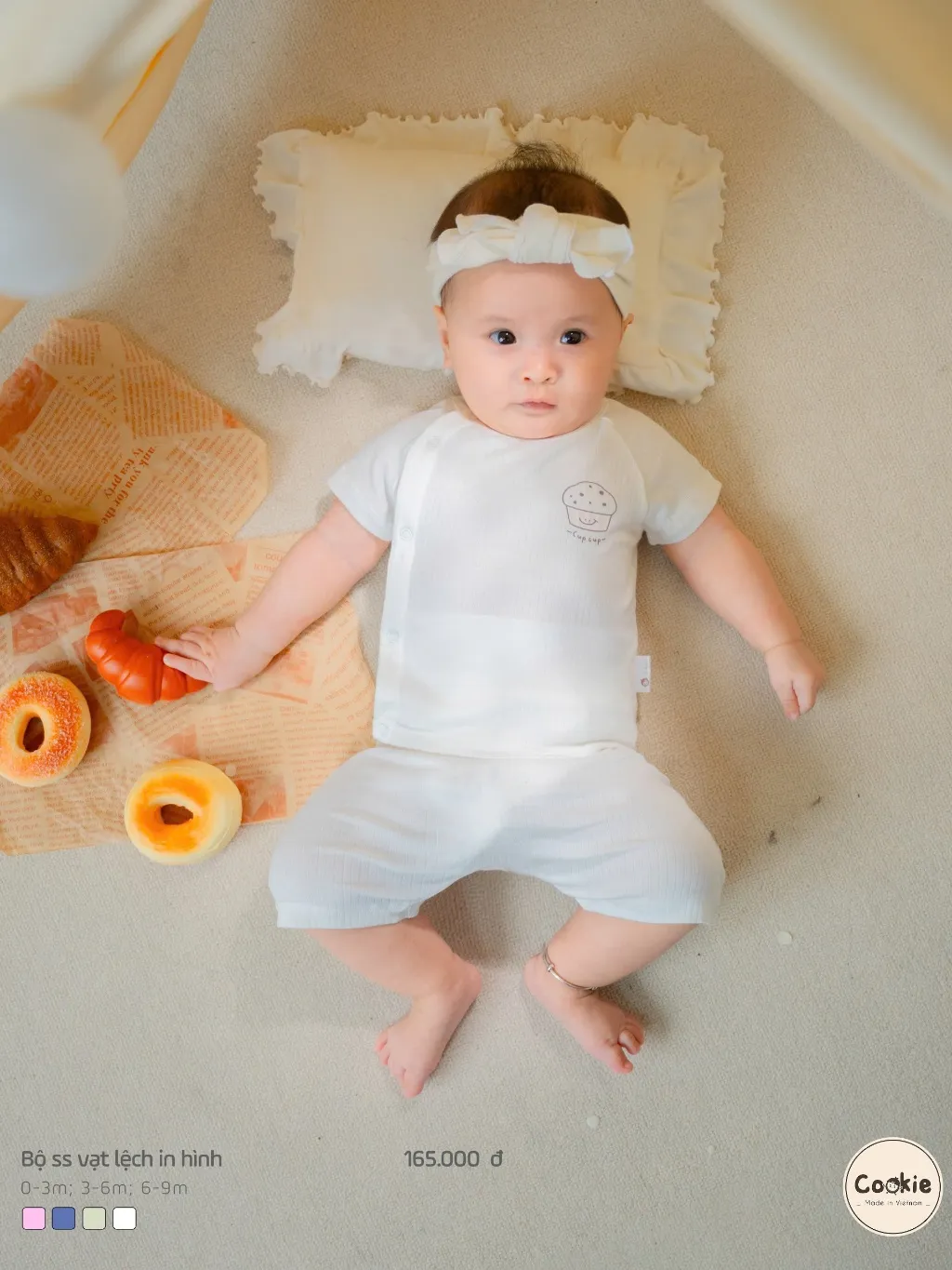 Ảnh Bộ Sơ Sinh COOKIE Vạt Lệch In Hình Cho Bé Từ Newborn Đến 9 Tháng 2025 1