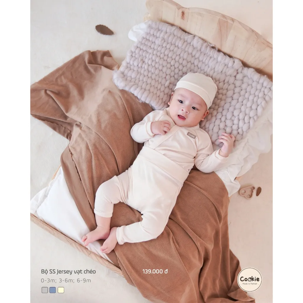 Ảnh Bộ Sơ Sinh Jersey COOKIE, Bộ Quần Áo Sơ SInh Jersey Vạt Chéo Cho Bé Từ 0 Đến 9 Tháng 3