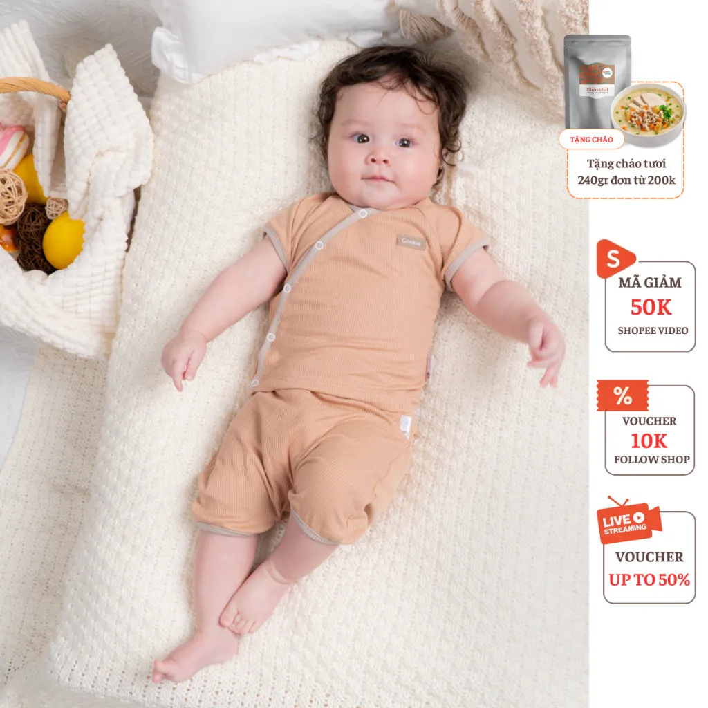 Ảnh Bộ Sơ Sinh Raglan COOKIE, Bộ Cộc Sơ Sinh Raglan Cài Chéo Cho Bé Size Từ 0 Đến 9 Tháng 3