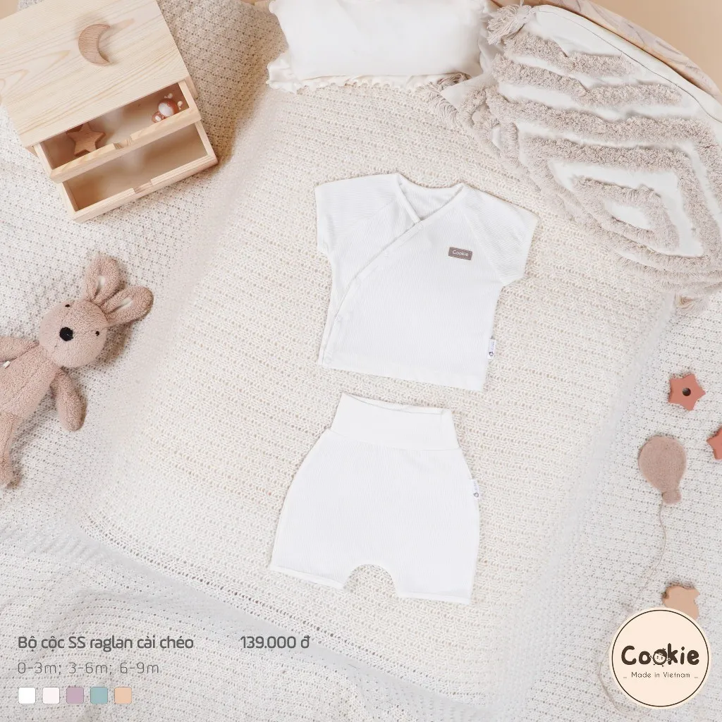 Ảnh Bộ Sơ Sinh Raglan COOKIE, Bộ Cộc Sơ Sinh Raglan Cài Chéo Cho Bé Size Từ 0 Đến 9 Tháng 4