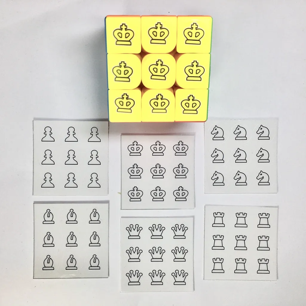 Ảnh Bộ sticker rubik cờ vua DƯƠNG SINH, cho khối 3x3x3 (6 miếng dán) 4