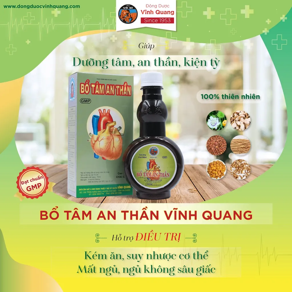 Ảnh Bổ Tâm An Thần Vĩnh Quang chai 280ml Hỗ trợ dễ ngủ, ngủ ngon, giảm triệu chứng suy giảm trí nhớ 2