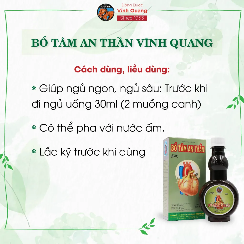 Ảnh Bổ Tâm An Thần Vĩnh Quang chai 280ml Hỗ trợ dễ ngủ, ngủ ngon, giảm triệu chứng suy giảm trí nhớ 3