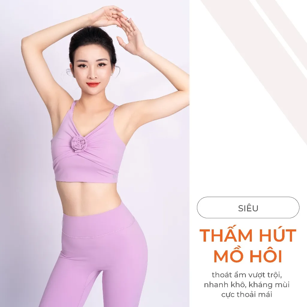 Ảnh Bộ Tập Yoga LV24N01F507 Thiết Kế Bra Nhún Hoa Đệm Rời & Quần Legging Cạp Cao Livan Sport, Bộ Tập Yoga Nữ, Đồ Tập Yoga Nữ 2