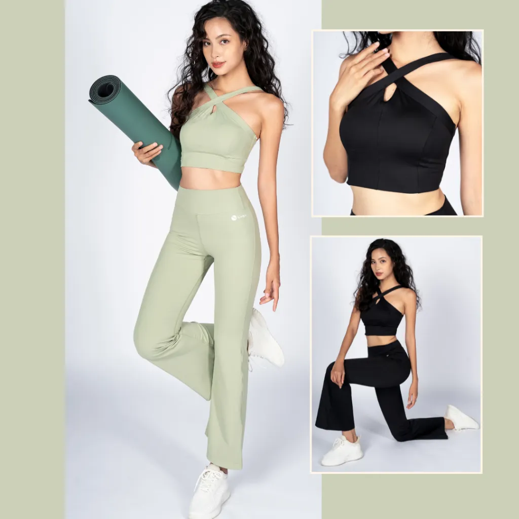 Review Bộ Tập Yoga Gym Nữ Livan Sport LV24N01F503 Quần Ống Loe Trendy