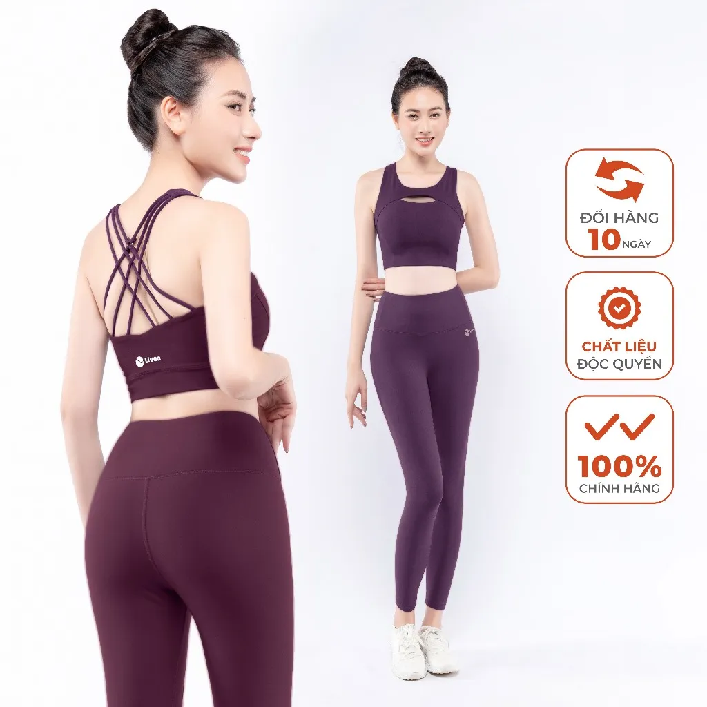 Ảnh Bộ Tập Yoga Nữ LV24N01F506 Áo Bra Đệm Rời & Quần Legging Cạp Cao Co Giãn, Elaine Bộ Tập Gym Nữ 1