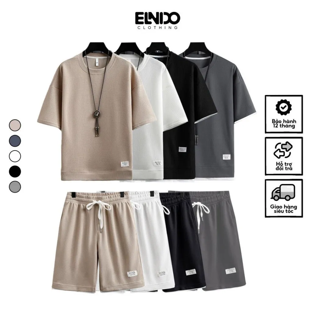 Ảnh Bộ thể thao nam cộc tay thoáng mát năng động phong cách nam tính trẻ trung ELNIDO ED02 3
