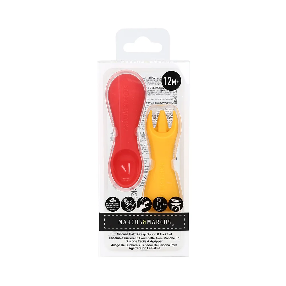 Ảnh Bộ Thìa Nĩa Tập Ăn Silicon Palm Grasp Marcus & Marcus, Cho Bé Từ 12 Tháng 4