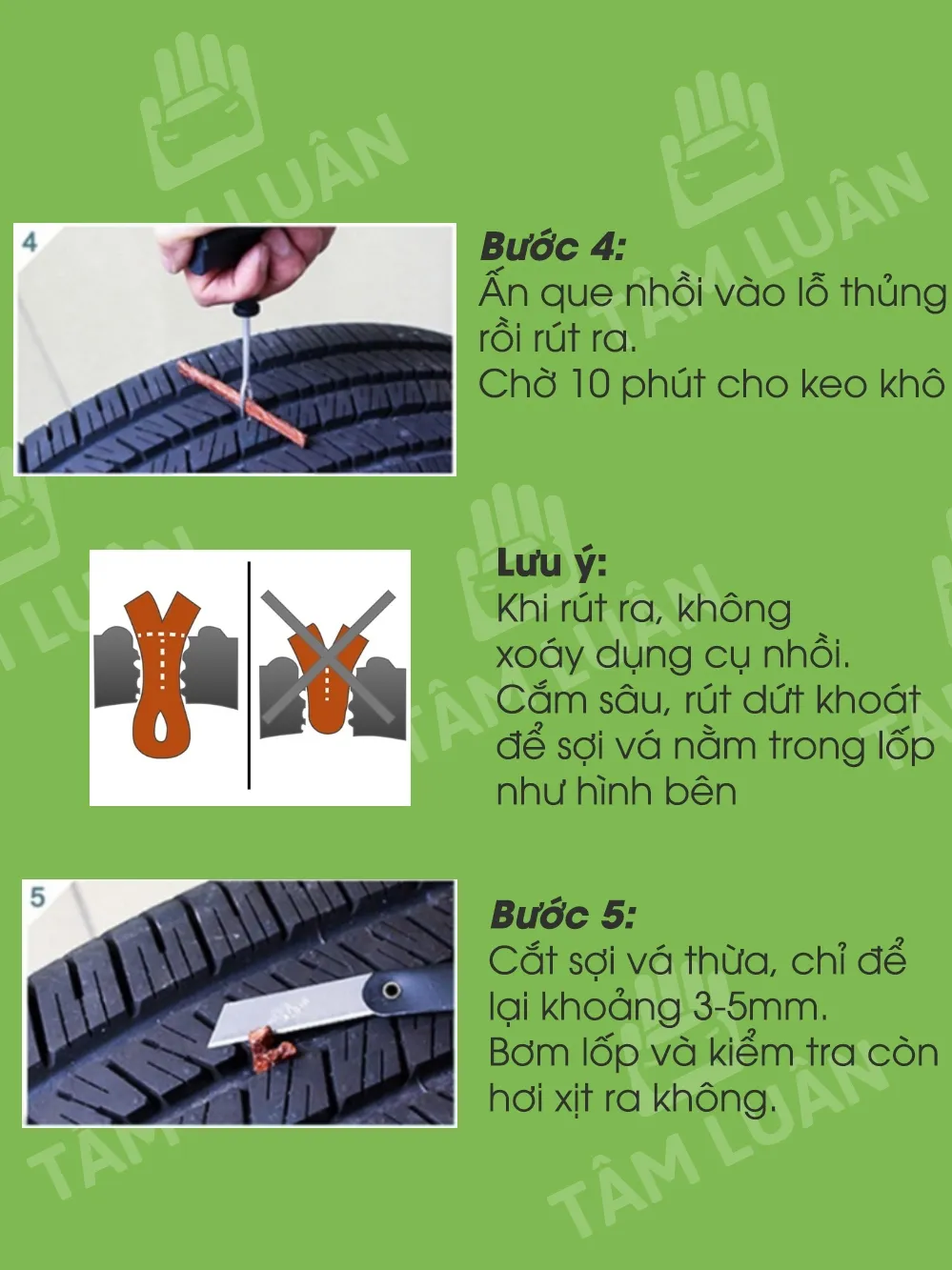 Ảnh Bộ vá lốp ô tô khẩn cấp, vá xe không ruột săm, vá lụi, vá rút - Phụ kiện oto Tâm Luân 3