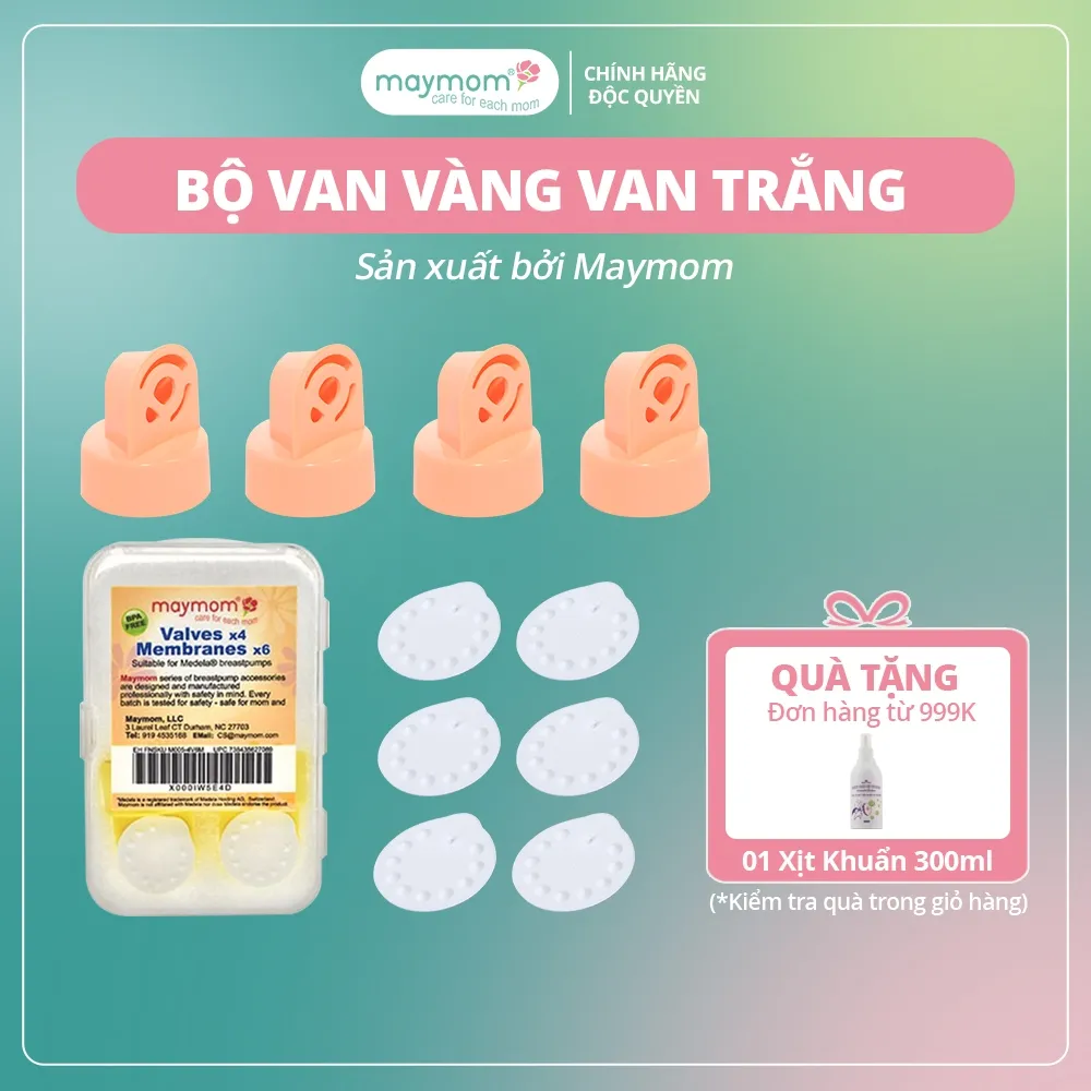 Bộ Van Trắng Van Vàng Maymom Chính Hãng Cho Máy Hút Sữa Medela (Pump, Swing, Harmony...) - Phục Hồi Lực Hút Hiệu Quả
