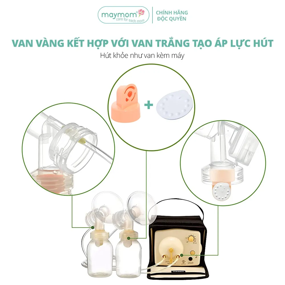 Ảnh Bộ Van Trắng Van Vàng Maymom Dùng Cho Máy Hút Sữa Medela Pump, Harmony, Swing, Mini Electric, Symphony 2