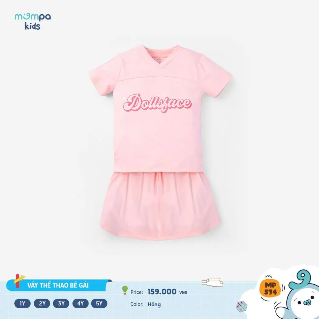 Ảnh Bộ váy bé gái Mompa 1-5 tuổi cộc tay thể thao co giãn thoáng khí thấm hút 574 2